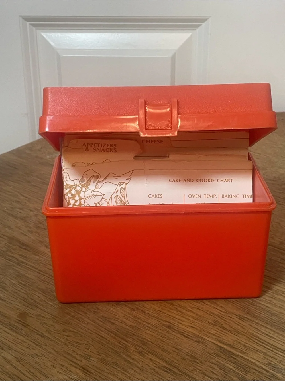 Vintage Orange Recipe Card Box – Retro Kitchen Organizer